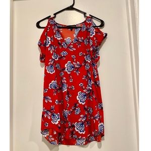 Express cold shoulder rolled sleeve blouse